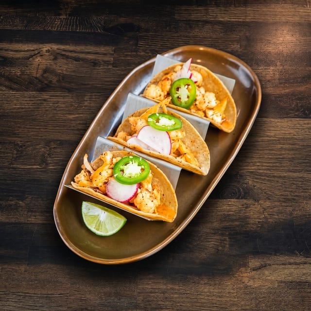Buffalo Roasted Cauliflower Tacos.